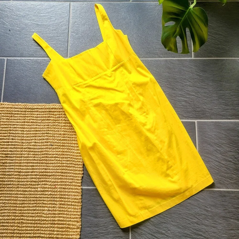 Calvin Klein Yellow Sleeveless Bodycon Mini Dress Size 14